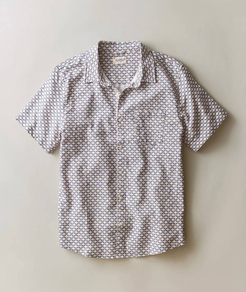 NEW MARINE LAYER classic stretch selvage shirt in japanese wave print